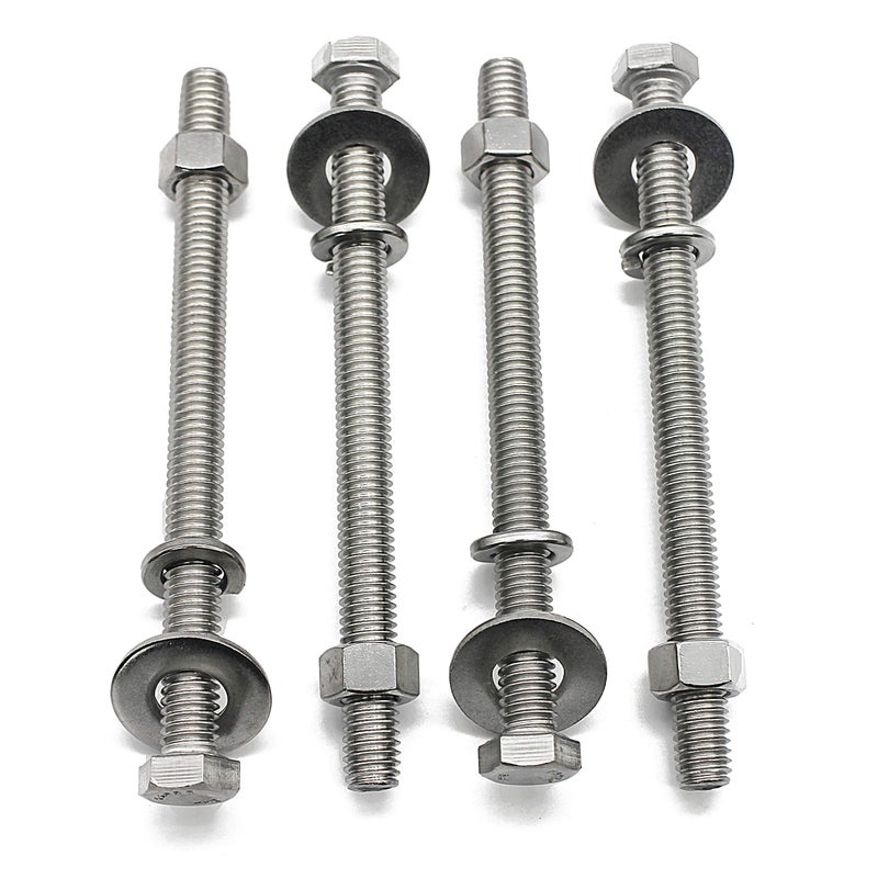 Fullerkreg (5 Sets) 5/16-18x4 Stainless Steel Hex Head Screws Bolts, Hex Machine Nuts, Fender Flat Washer& Split Lock Washers, 18-8 (304) S/S, Fully Threaded by Bolt Fullerkreg - Image 1